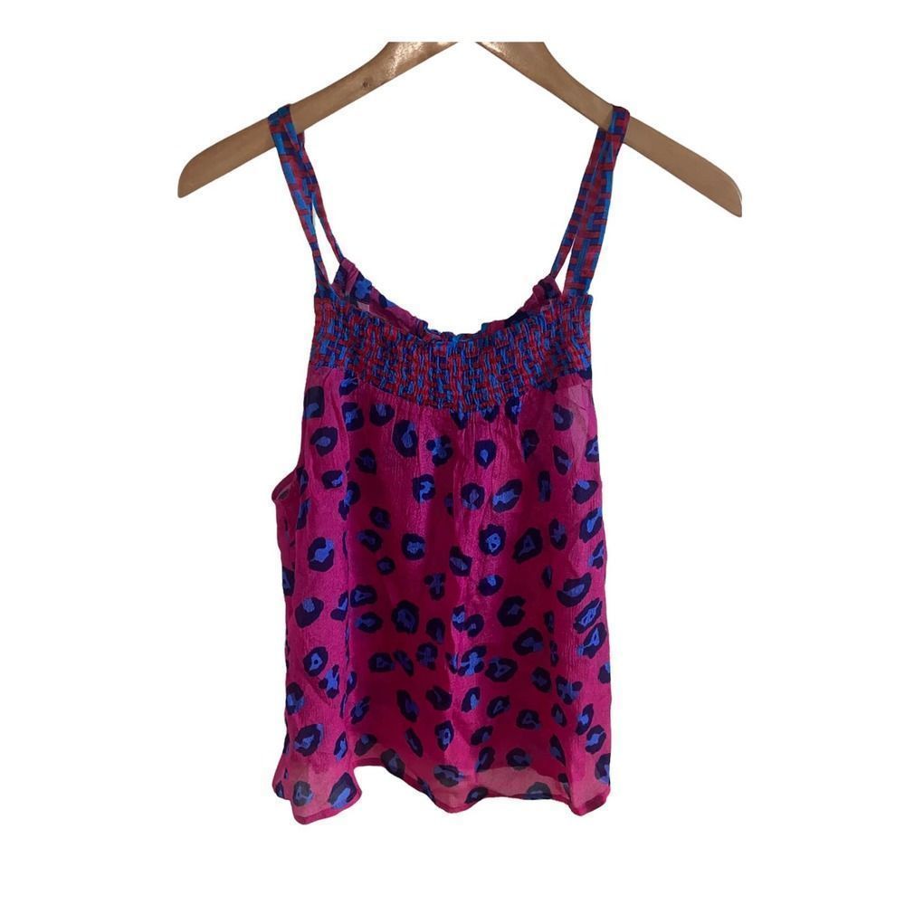 Anthropologie blue and pink Leopard Print Tank Top!
